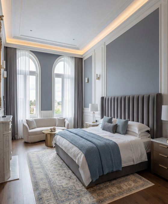 A bedroom in five-star retreat accommodation