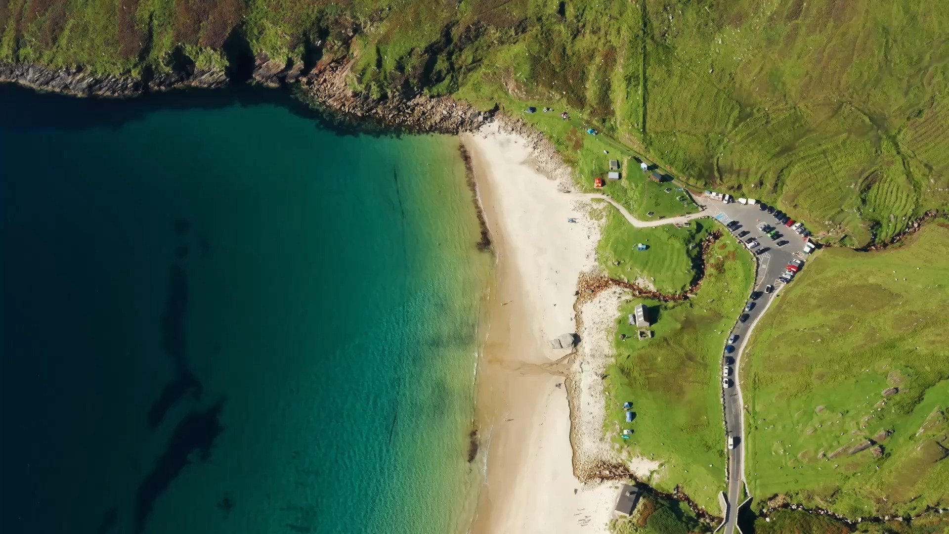 Aerial view of an Irish coastal cove